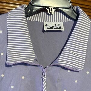 Teddi Lavender and White Polka Dot Zip-Up Shirt